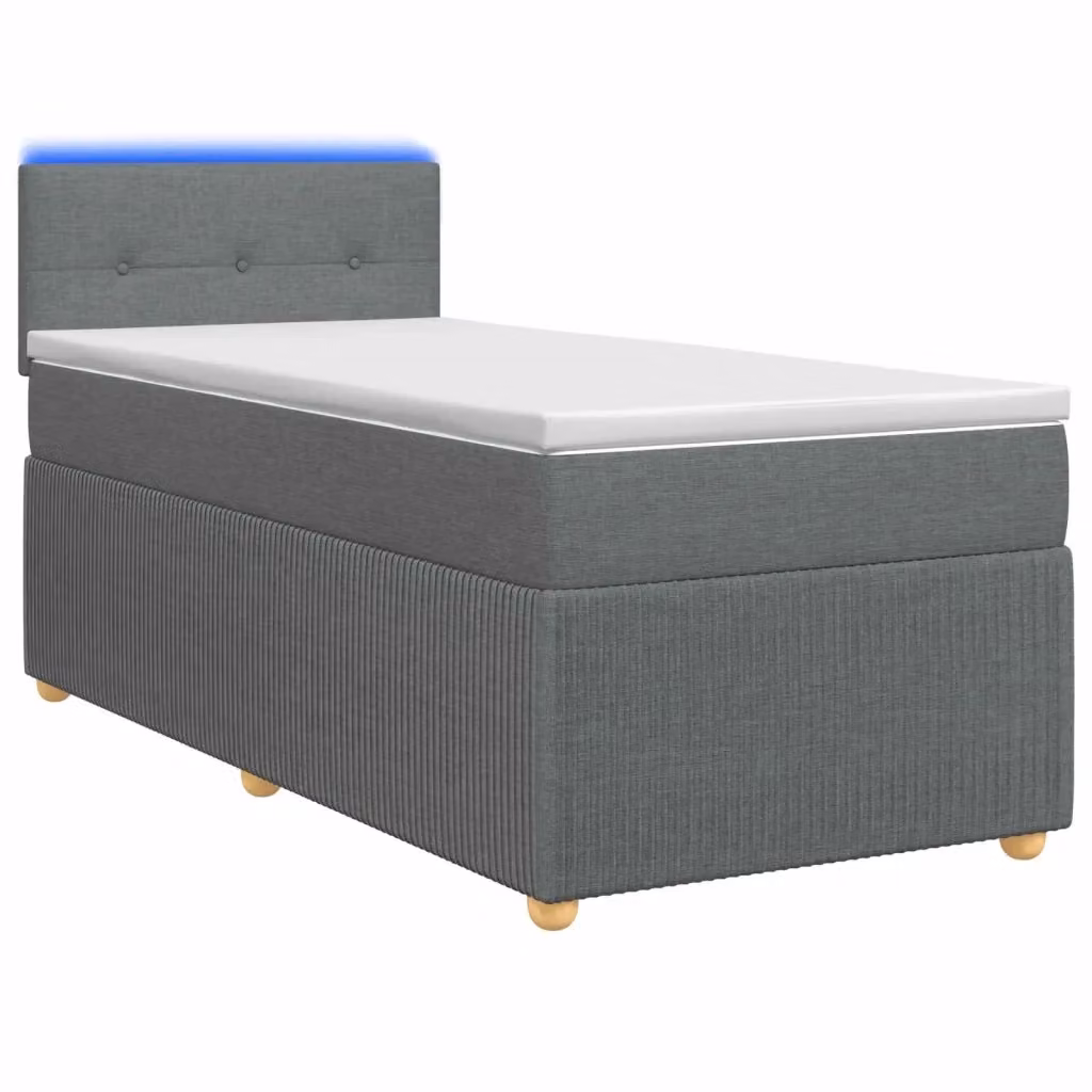 Letto box spring con materasso ibrido vidaXL in tessuto Grigio, con base contenitore a sollevamento, illuminazione sottostante e porta USB, L/P/H: 90 x 200 cm – 2