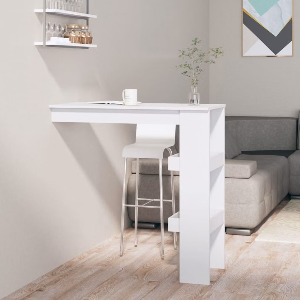 The Living Store Tavolo bar a parete bianco 102x45x103,5 cm materiale legno