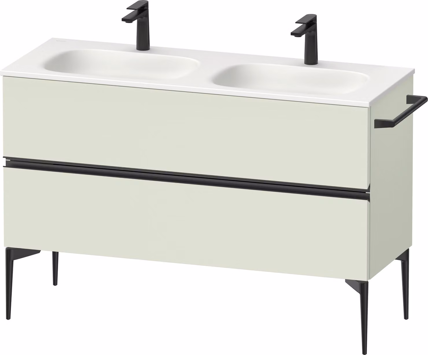 Duravit Sivida Meuble sous-lavabo, 2 tiroirs, poignée noire diamantée mate, 1280x477x592mm, pour Sivida, SV46540BDHH0000, SV46540BDHH0000