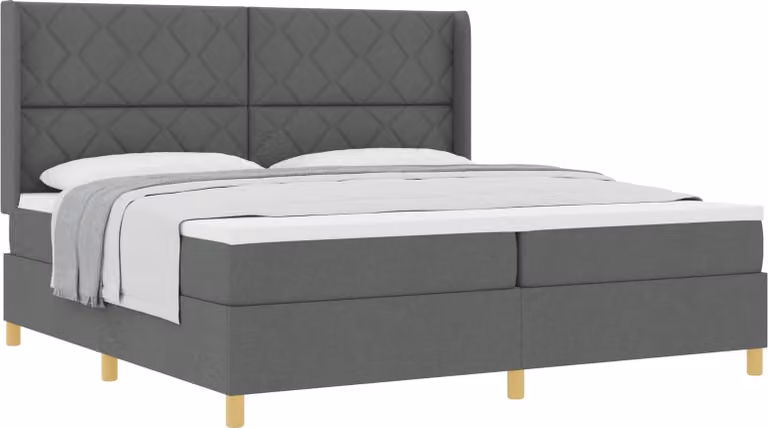 Letto a molle con materasso grigio scuro 200 x 200 cm in tessuto