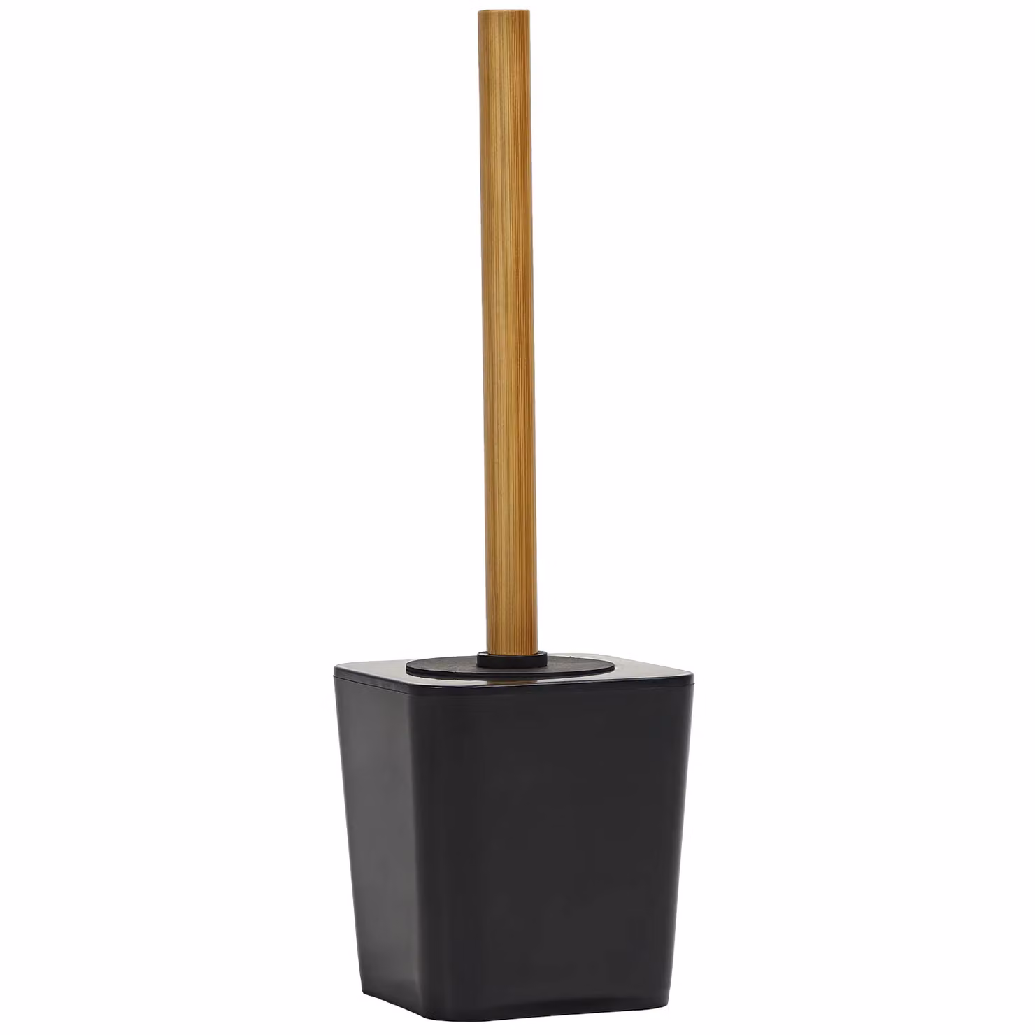 Portascopino con scopino in polistirene nero e manico in bamboo Vestiamo Casa H 38 x L 11,5 x P 11,5 cm – 1
