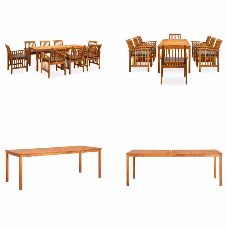 vidaXL Set da pranzo da giardino 9 pezzi con cuscini in legno massiccio di acacia - Set da pranzo da giardino - Set da pranzo da giardino - Set da giardino - Set da giardino