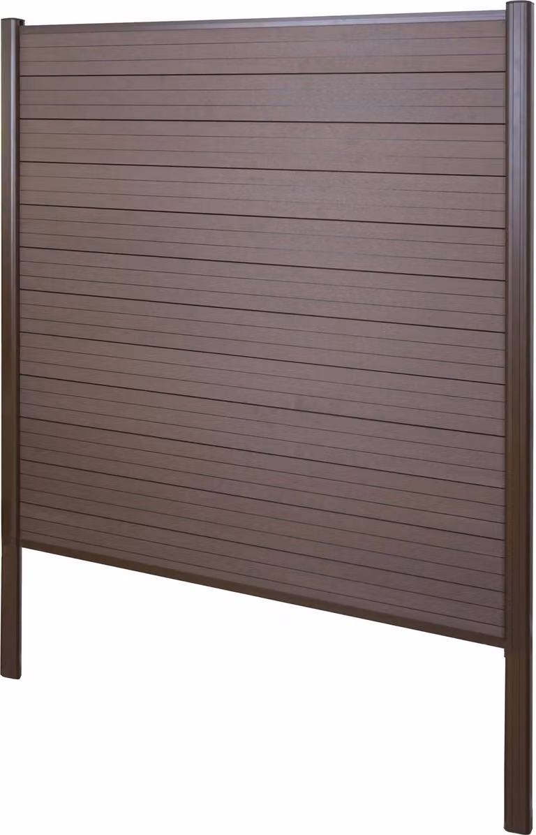 Schermo frangivista in WPC Savoie, recinzione frangivento, pali in alluminio da cementare ~ Elemento di base, 190 cm, marrone