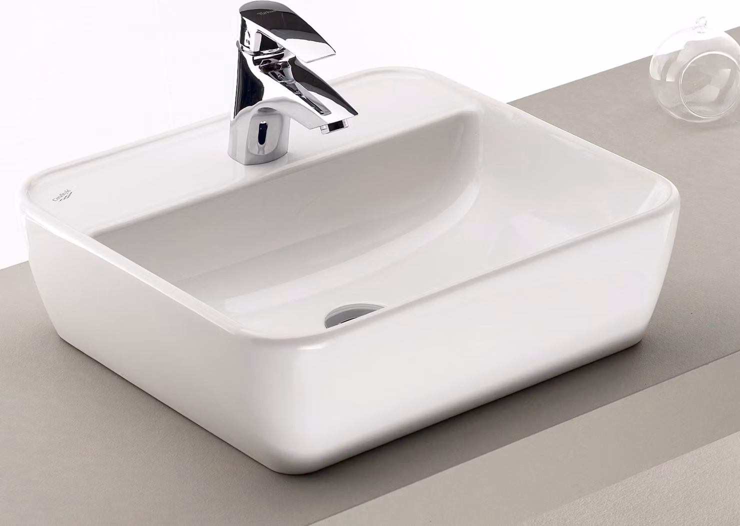 Lavabo da appoggio in Vetroceramica - 45x14x42 cm (LxAxP)