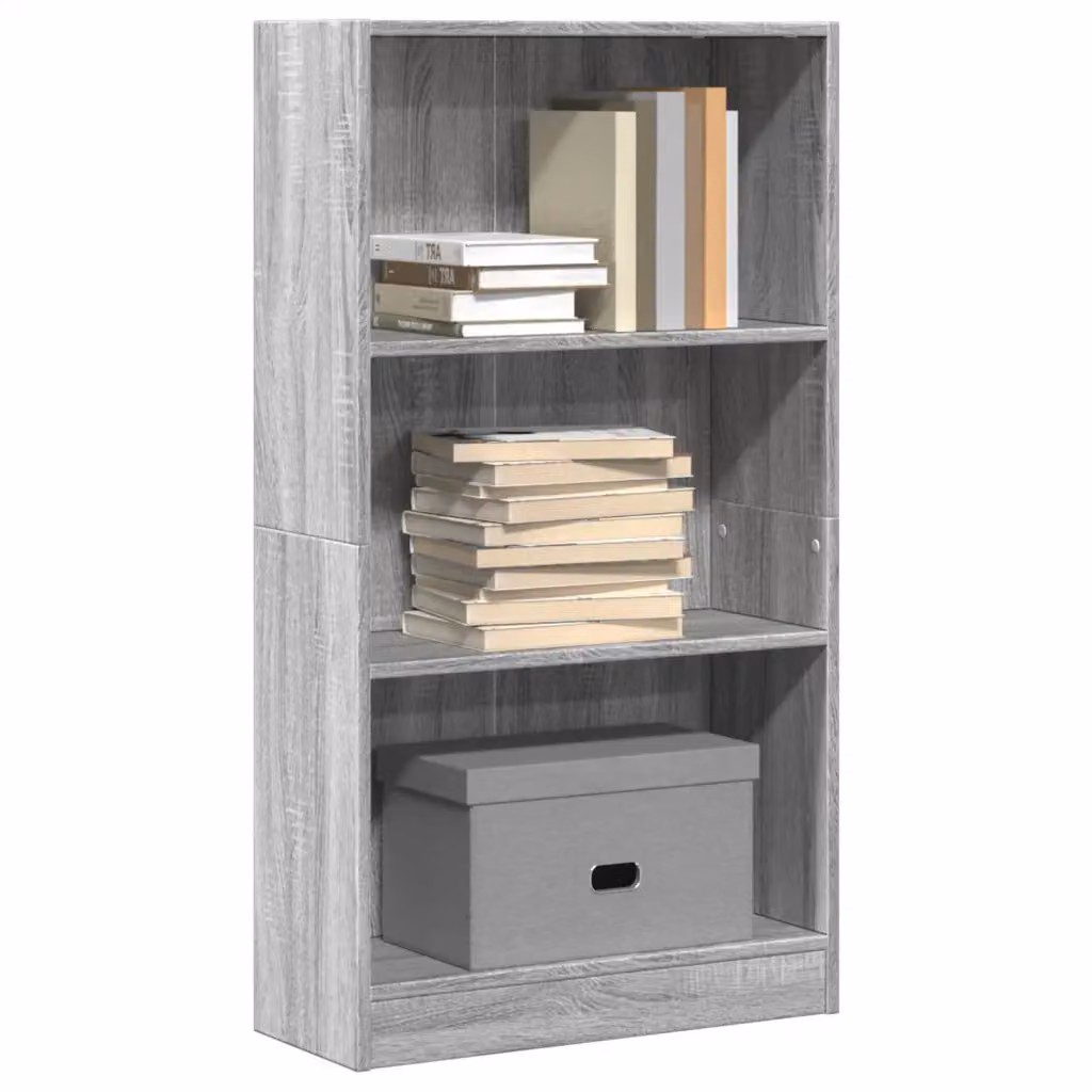 Libreria moderna vidaXL in MDF Grigio con pannello posteriore L: 60 cm, P: 24 cm, H: 109 cm