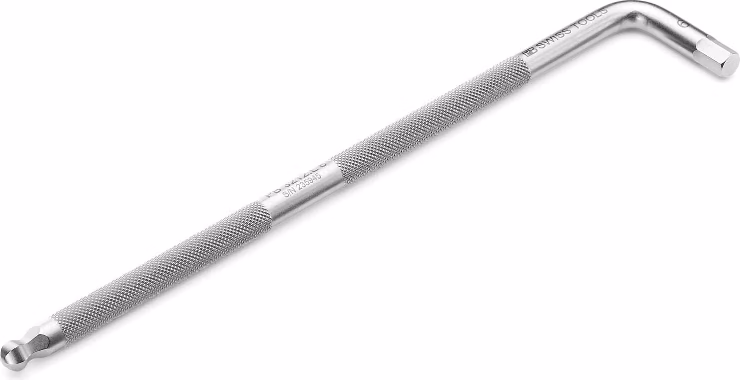 PB Swiss Tools Cacciavite angolare esagonale, lungo, cromato, 5 mm, 166 x 31 mm