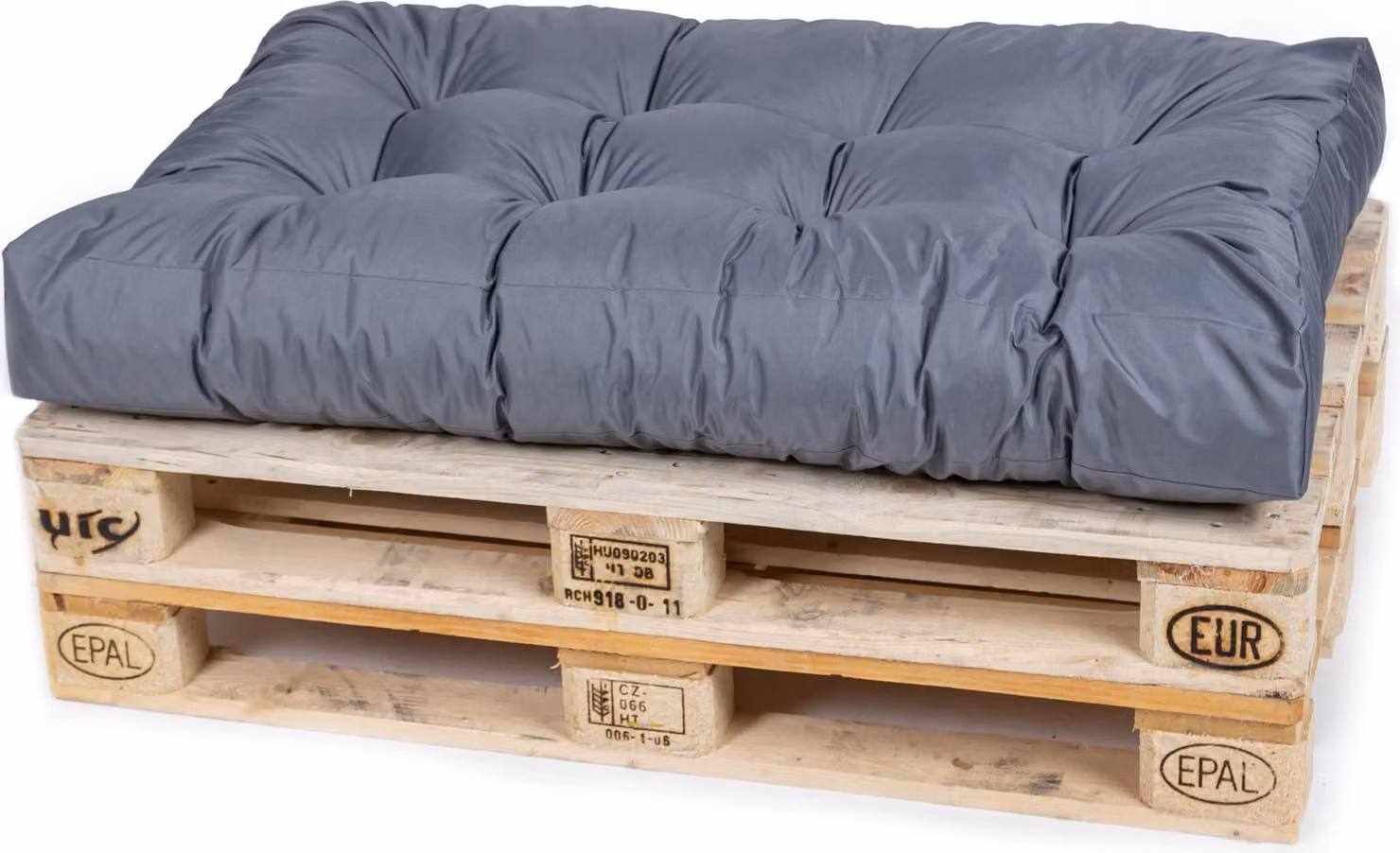 Cuscino per pallet TexDeko Garden 120x80x18 cm, trapuntato, idrorepellente, resistente ai raggi UV, grigio