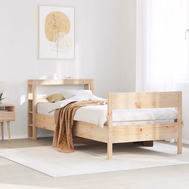 Letto in legno massello di pino Design Mania stile rustico color beige L: 151 cm, P: 82 cm, H: 81 cm