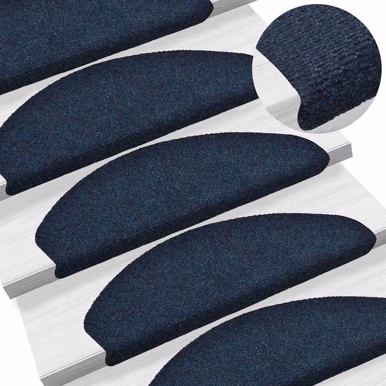 Set di 5 tappetini per scale autoadesivi vidaXL, forma semicircolare, colore blu, L: 65 cm, P: 21 cm, H: 4 cm