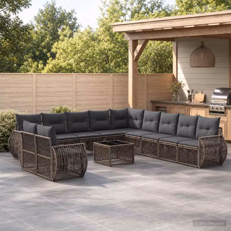 Maison Exclusive - Set di divani da giardino, 12 pezzi, grigio e grigio scuro, in rattan sintetico