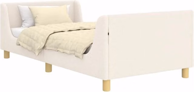 Struttura letto Bambini | Letto Infantile | Lettino con testata Crema 90 x 190 cm Boucl¨¦