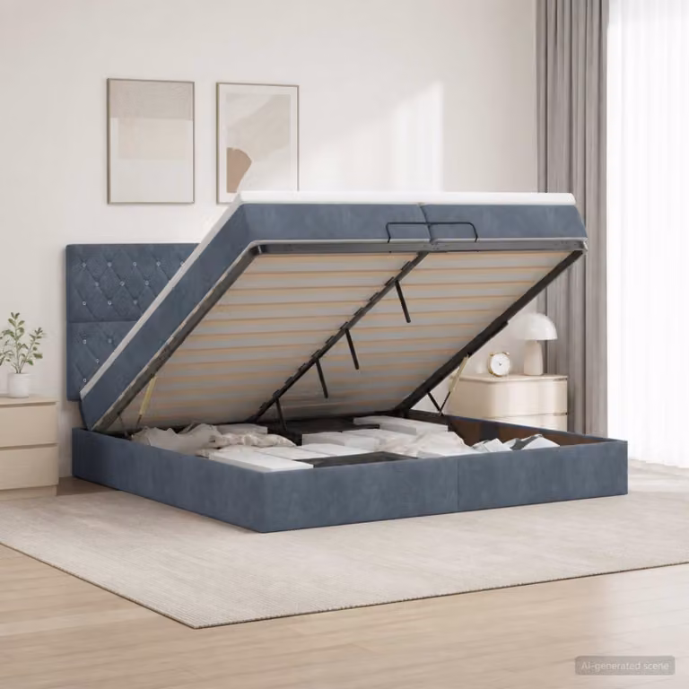 Letto ottomano con materasso vidaXL in velluto Grigio Scuro L: 200 cm, P: 200 cm, H: 88 cm