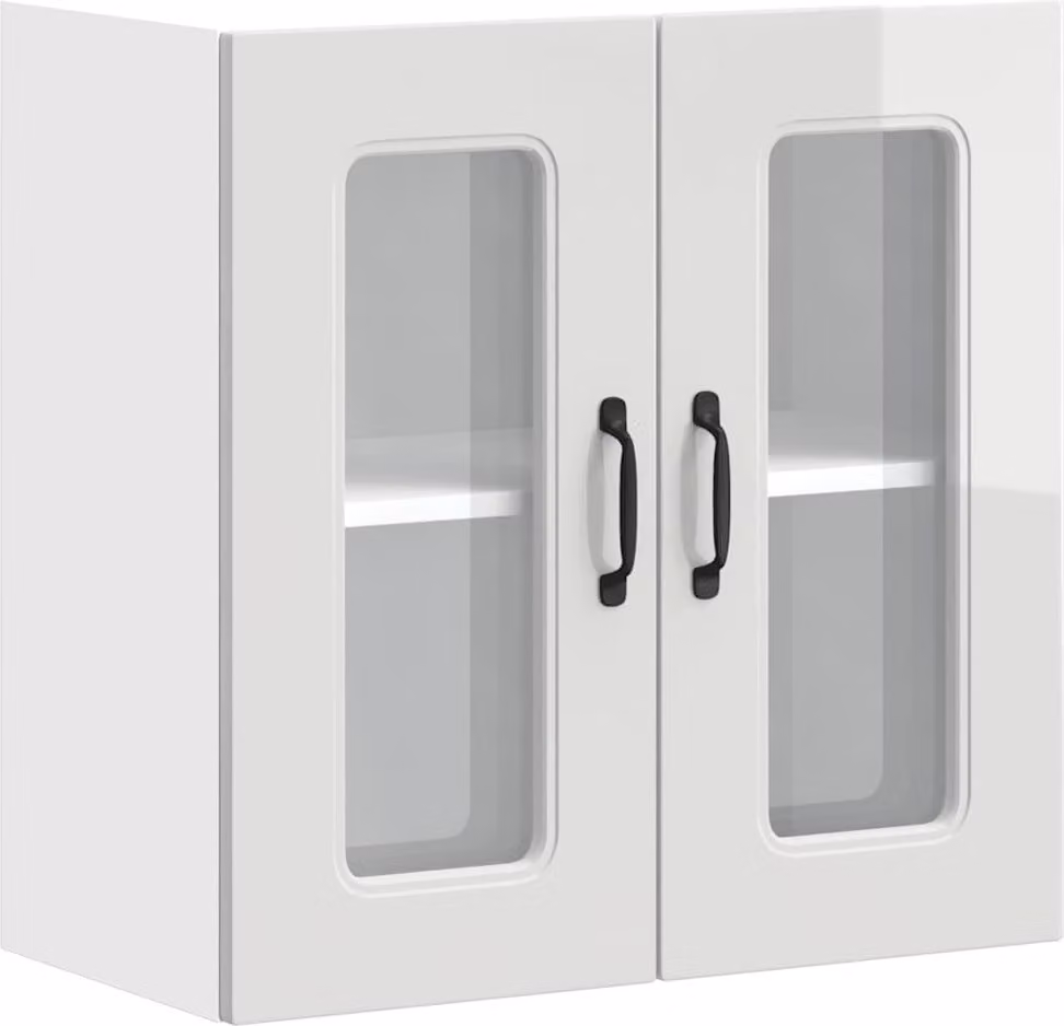 Pensile da Cucina con Porta in Vetro Kalmar Bianco Lucido