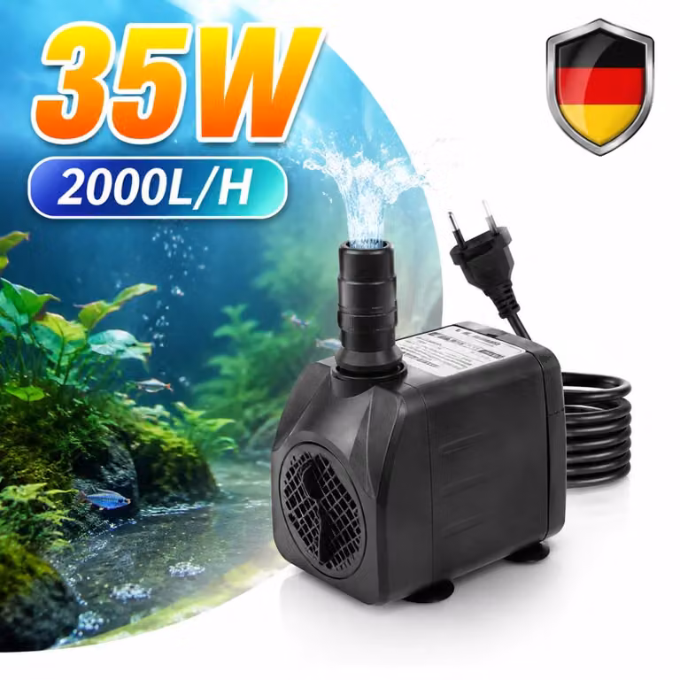 Pompa sommergibile da 35W, portata 2000 litri/ora. Pompa per acqua, pompa da giardino, pompa per acque sporche, adatta per laghetti e imbarcazioni