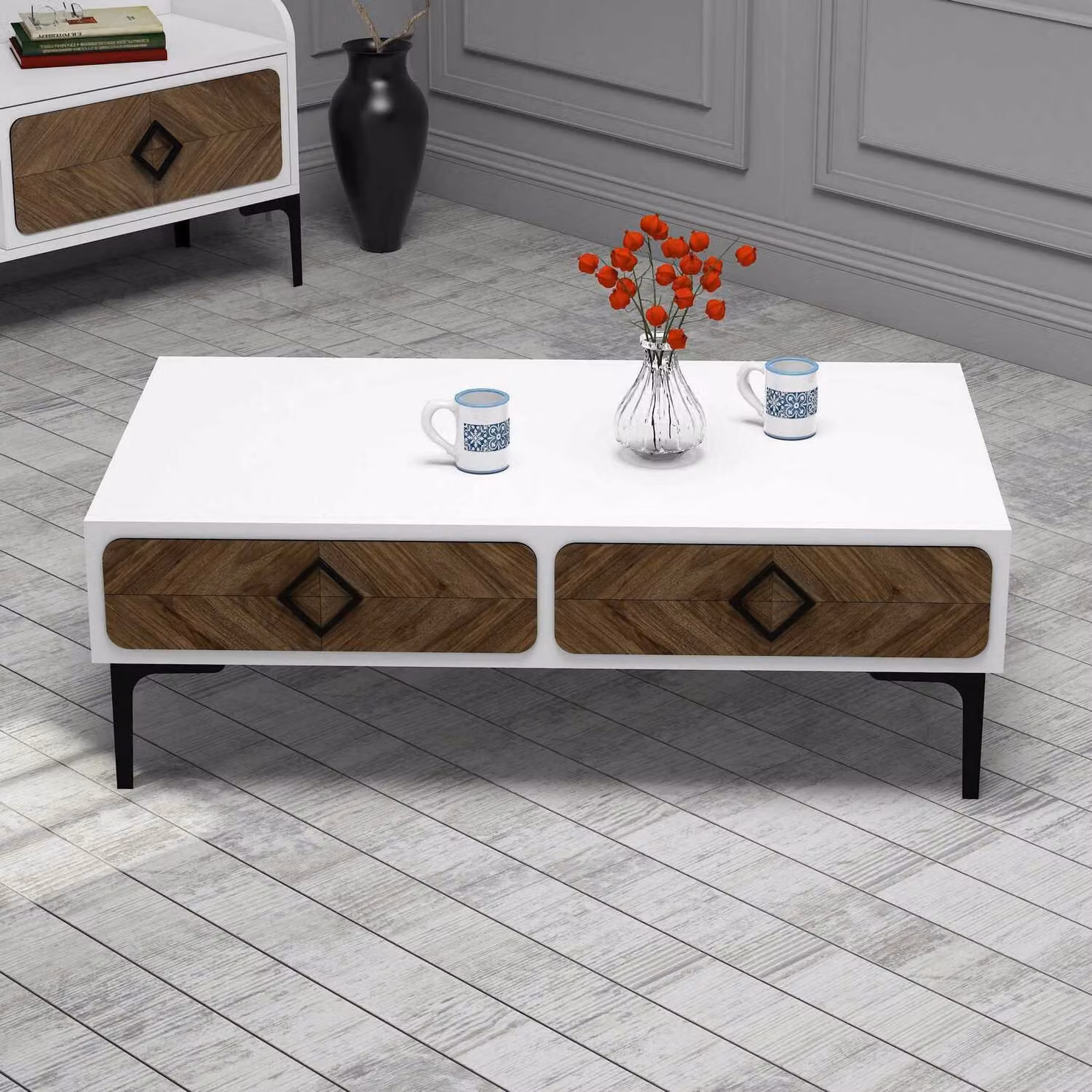 Skye Decor, Samba - Bianco, tavolino, bianco, 100% pannelli di particelle rivestiti in melamina, 105 x 60 x 34,6 cm