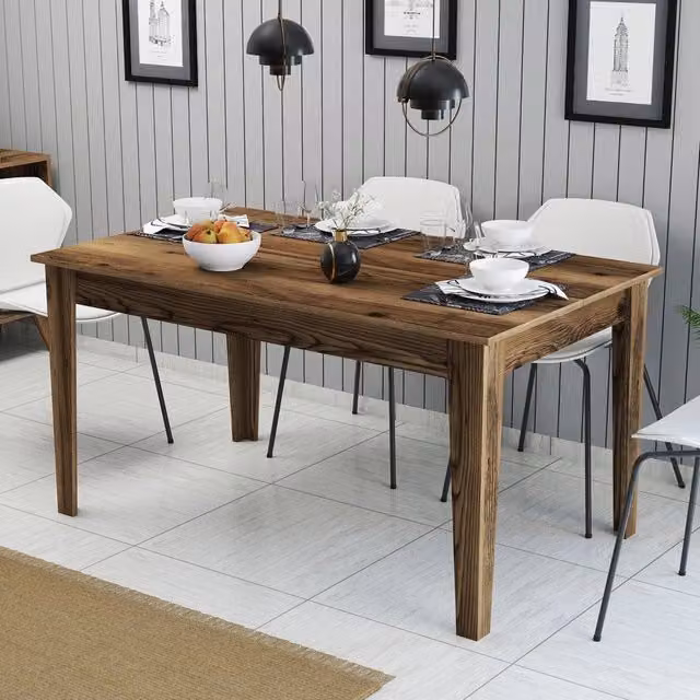 Tavolo da pranzo rettangolare DMORA per 6 persone, Marrone, L: 145 cm, P: 88 cm, H: 75 cm – 1