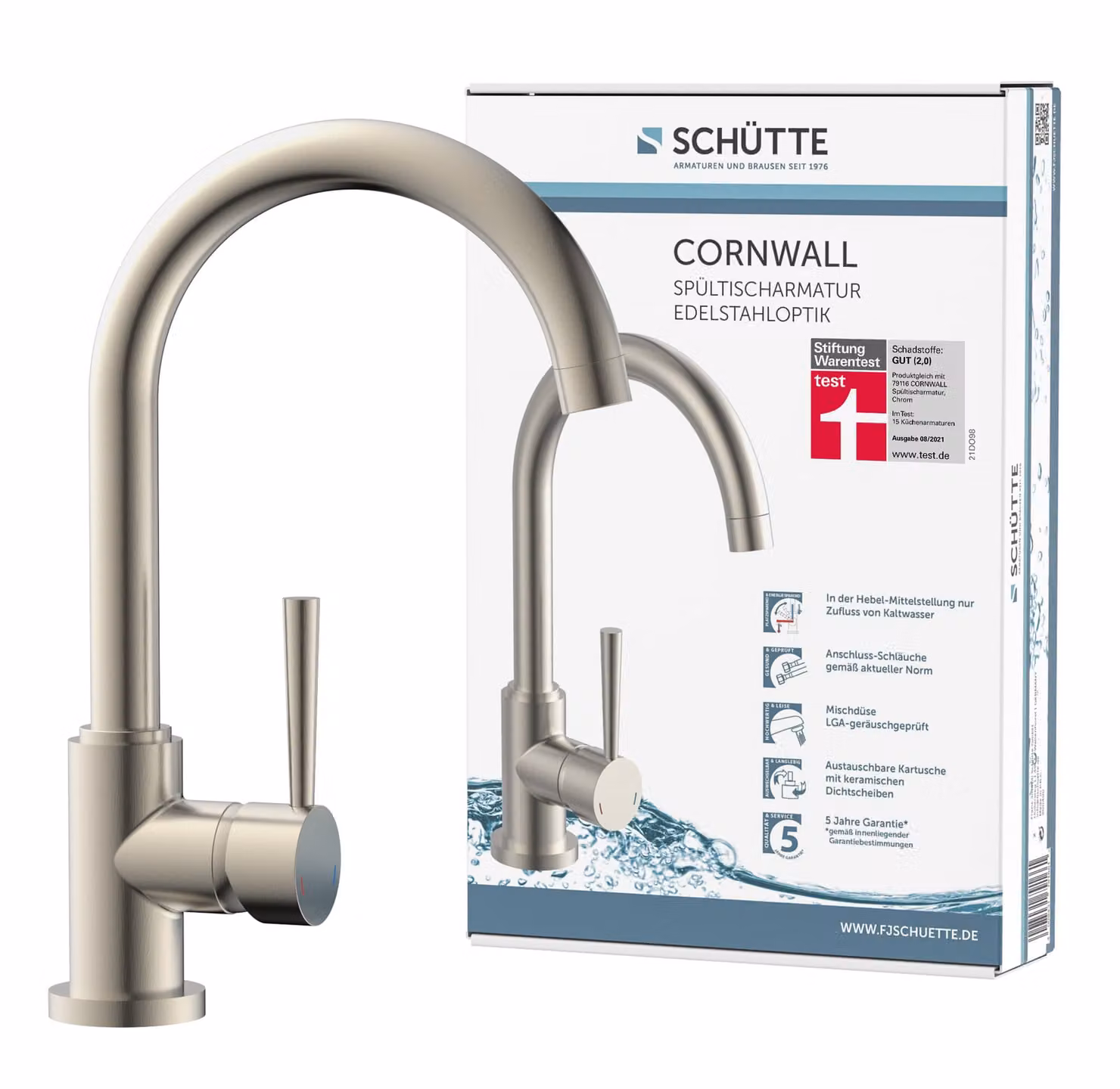 Miscelatore per lavello SCHÜTTE CORNWALL look acciaio inox