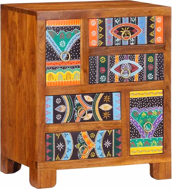Credenza-Buffet-Armadio da cucina Multicolore 50x35x60 in Legno Massello di Acacia 531864