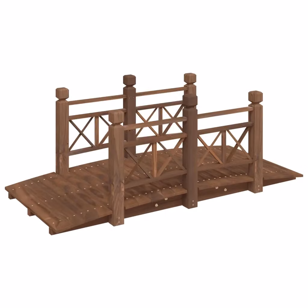 Ponte da giardino con ringhiere in legno massello di abete rosso marrone Videx L/P/H: 150 x 67 x 56 cm – 2
