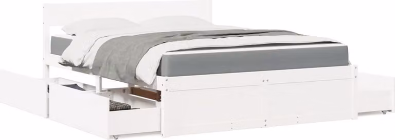 Maison Exclusive - Letto Cassetti e Materasso Bianco 160x200cm Legno Massello Pino