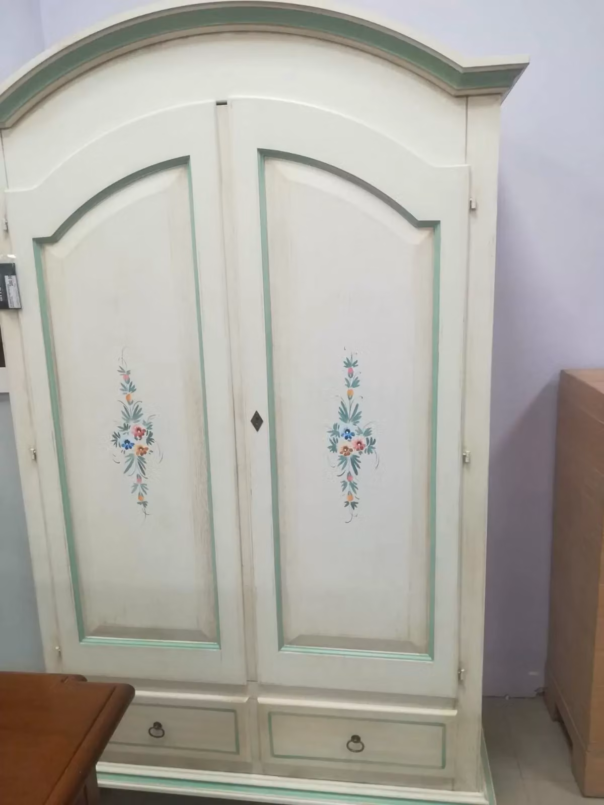 Armadio shabby chic in legno con 2 ante e cassetti integrati Mobili 2G L/P/H: 125 x 61 x 200 cm – 2
