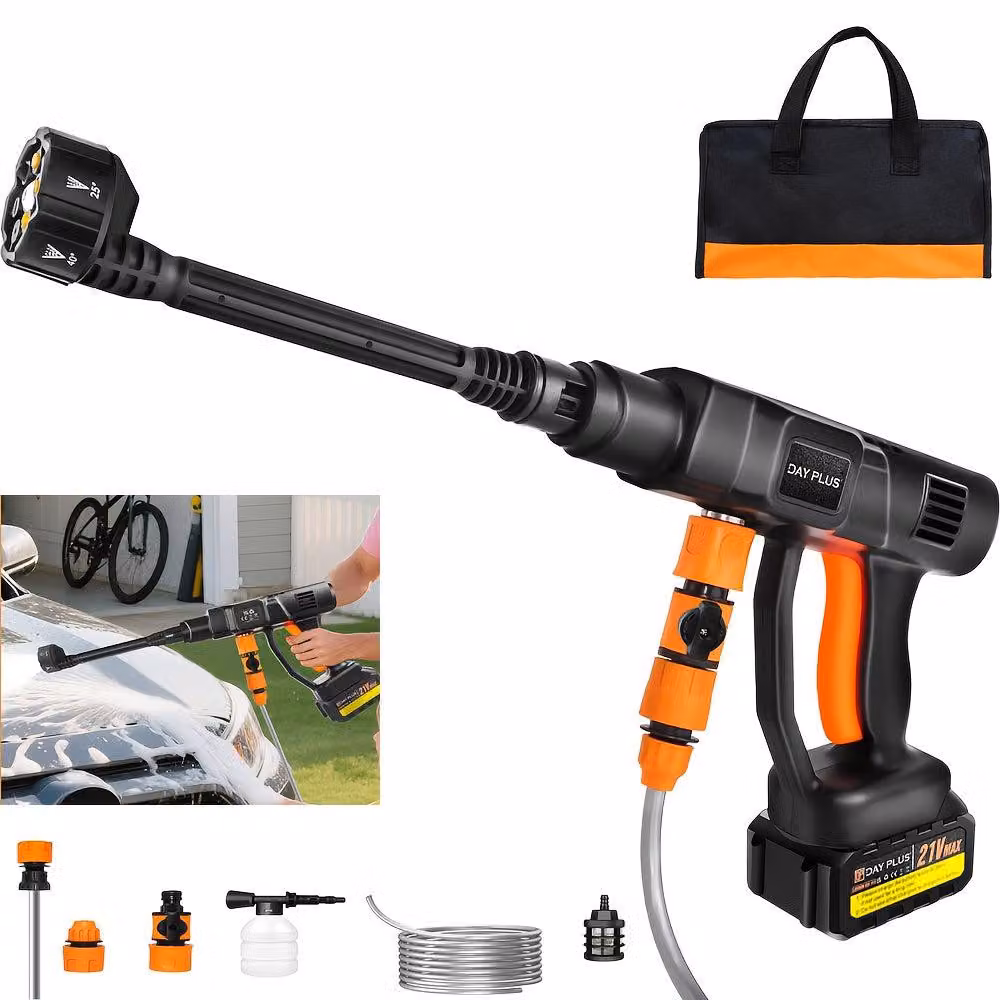 Idropulitrice senza fili – Pistola ad acqua elettrica – Idropulitrice a batteria – Pulitore per esterni portatile – 60 bar