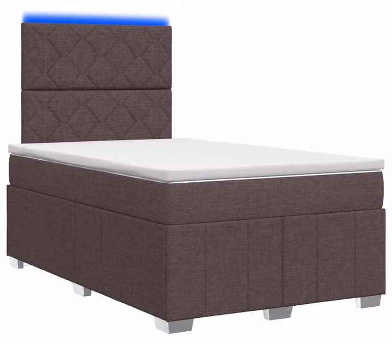 Letto boxspring LED con materasso marrone scuro 120 x 190 cm tessuto