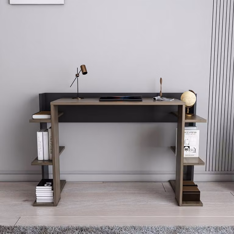 Skye Decor, Çinar - Noce, Nero, Scrivania, Noce, 100% PANNELLI DI PARTICELLE RIVESTITI IN MELAMMINA, 122,7 x 45 x 77 cm