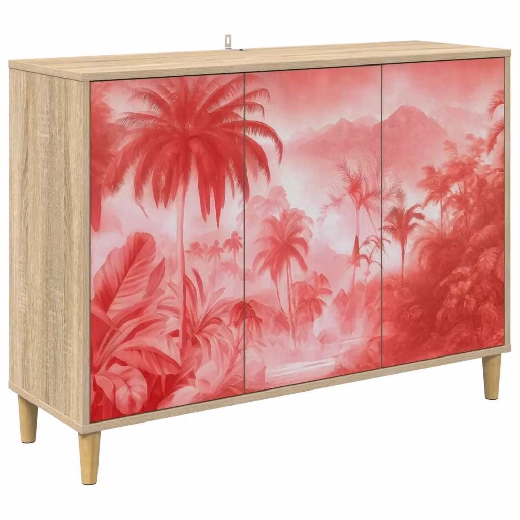 Credenza moderna vidaXL in legno MDF color marrone e rosso L: 102 cm, P: 33 cm, H: 75 cm – 2