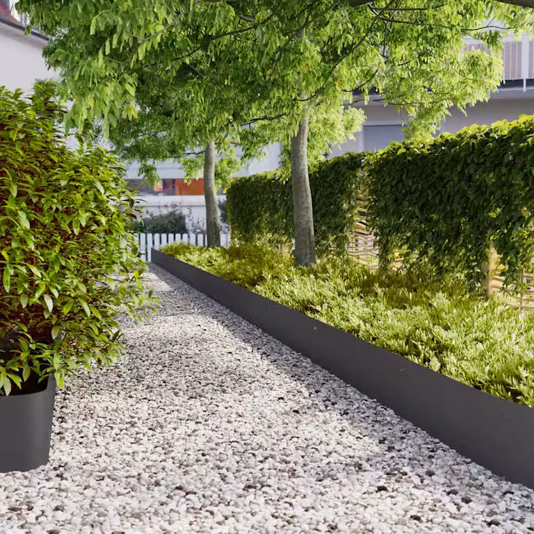Set di 20 bordure per prato vidaXL in acciaio laminato a freddo colore nero