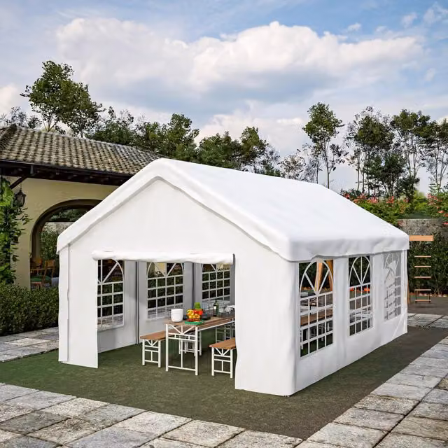 Garage per Auto Tenda ¨C Minimal ¨C 4x6m, costruzione rinforzata impermeabile, accesso bilaterale, tetto e pareti rimovibili
