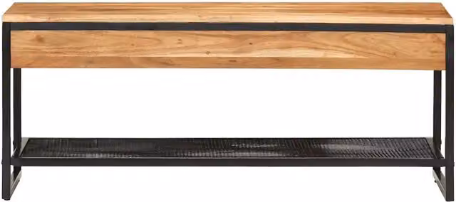 Panca da Giardino vidaXL in Legno di Acacia e Metallo, Colore Marrone e Nero, L/P/H: 110 x 35 x 45 cm