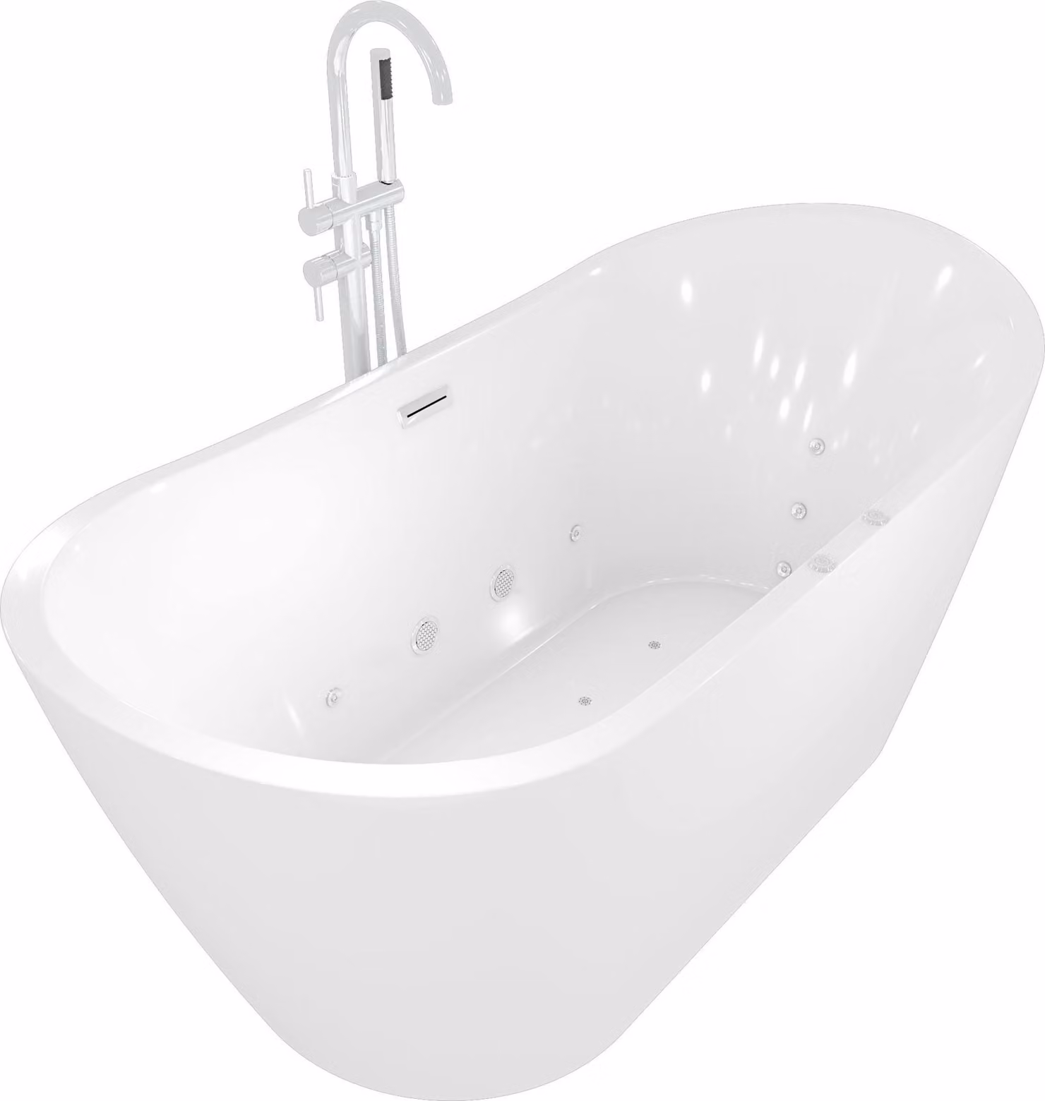 vasca da bagno autoportante F23 180 cm idromassaggio aria e acqua con rubinetto AF04