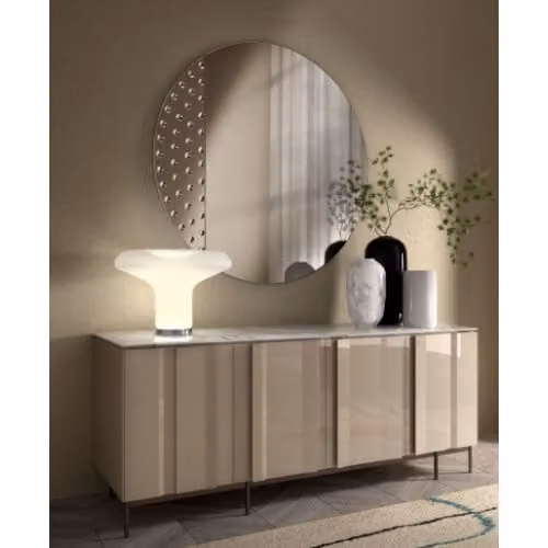 Specchio da parete con inserto in vetro bullè Eco Stones
