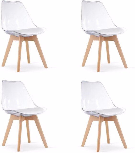 Sedia VALORA RIXK - Trasparente con gambe naturali x 4