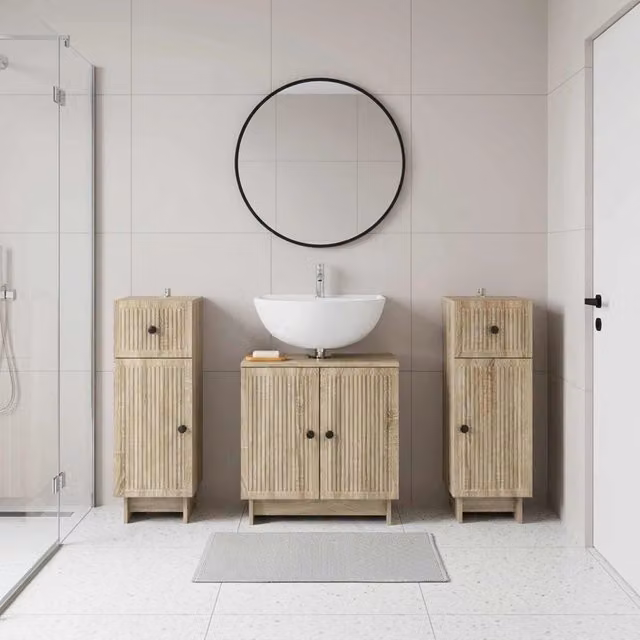 Set di armadietti da bagno in 3 pezzi EDE Rovere Sonoma 3417983