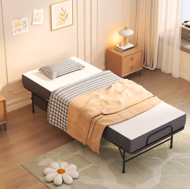 Letto pieghevole singolo MODFU con materasso in memory foam e struttura in metallo nera L/P: 80 x 190 cm – 1