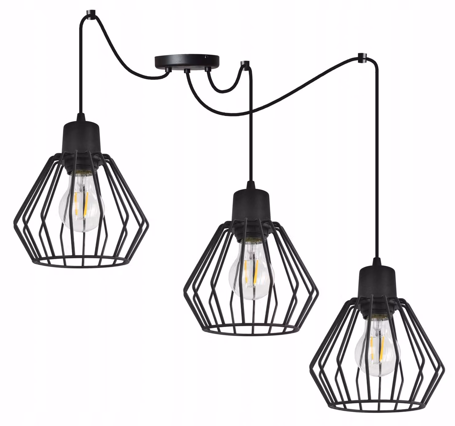 Lampada a sospensione, lampadario da soffitto, paralume in filo metallico, LED