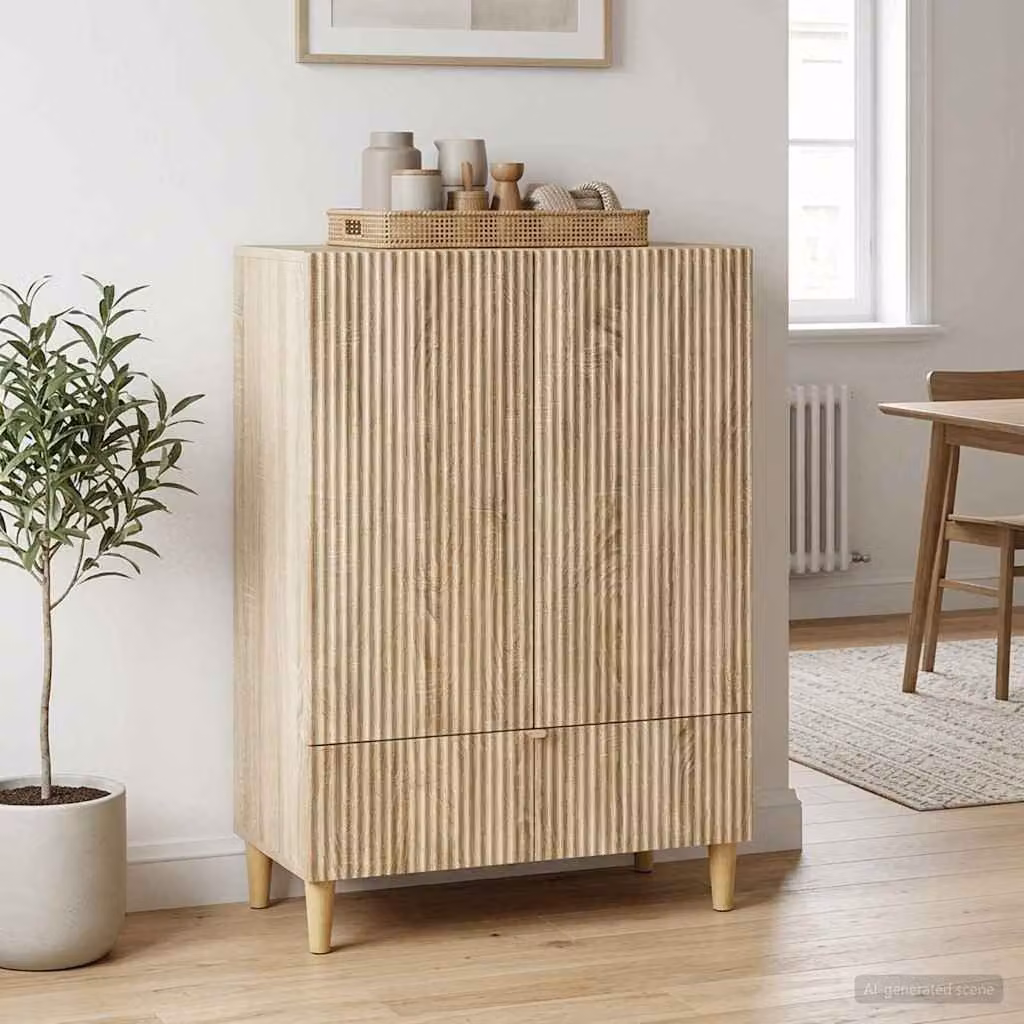 Credenza moderna vidaXL in legno ingegnerizzato Rovere Sonoma, L: 66 cm, P: 34,5 cm, H: 95 cm