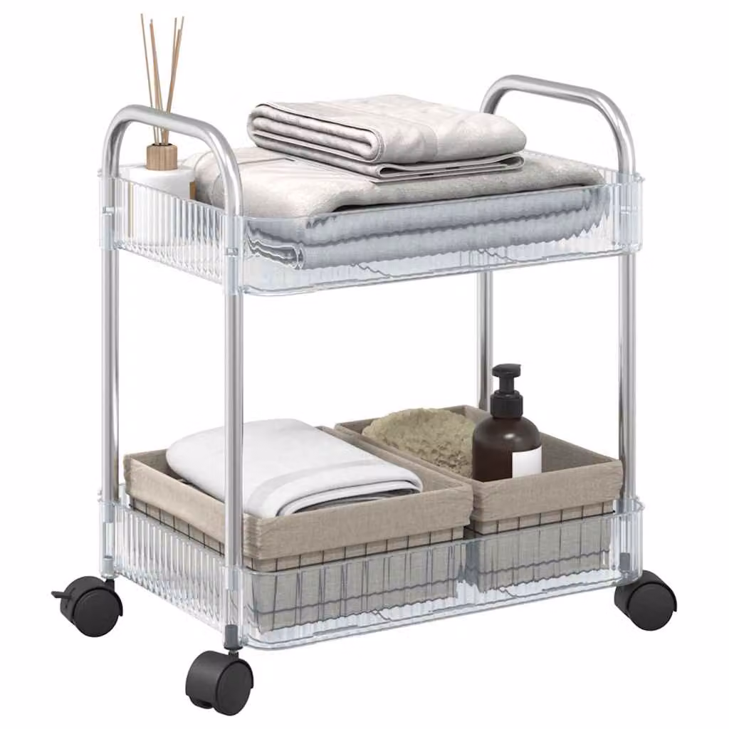 Carrello portaoggetti a 2 livelli vidaXL in acrilico trasparente, L: 37 cm, P: 28 cm, H: 43,5 cm