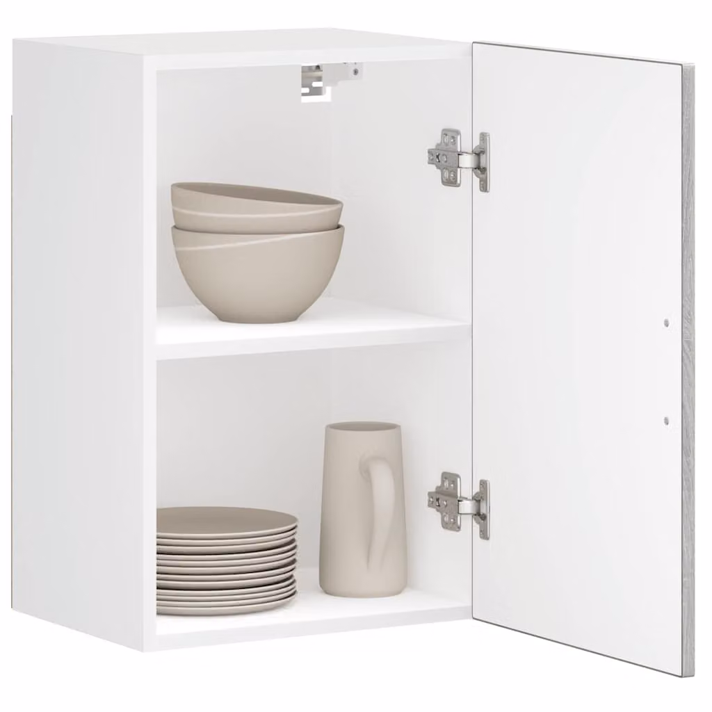 Pensile da cucina moderno vidaXL in legno e MDF, colore grigio e bianco, L: 60,0 cm, H: 31,0 cm, P: 40,0 cm