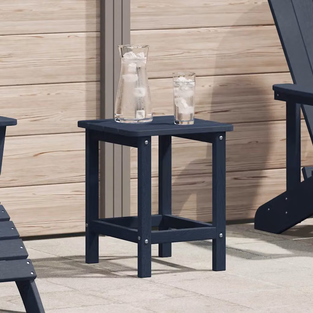 vidaXL Tavolo laterale quadrato in polietilene blu navy L/P/H: 38 x 38 x 46 cm