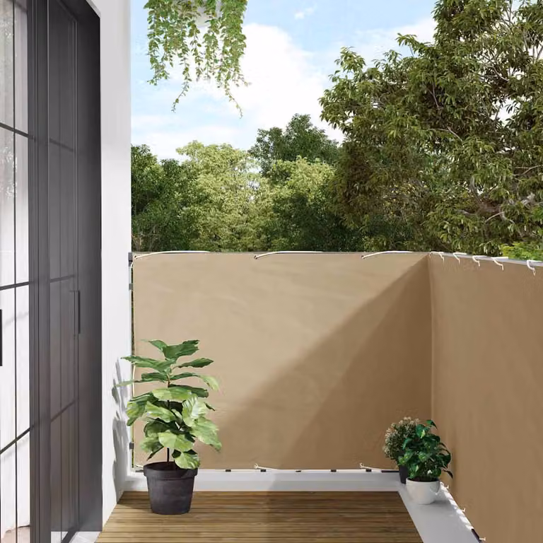 Paravento per balcone vidaXL in tessuto Oxford e alluminio, beige, L: 600 cm, H: 120 cm
