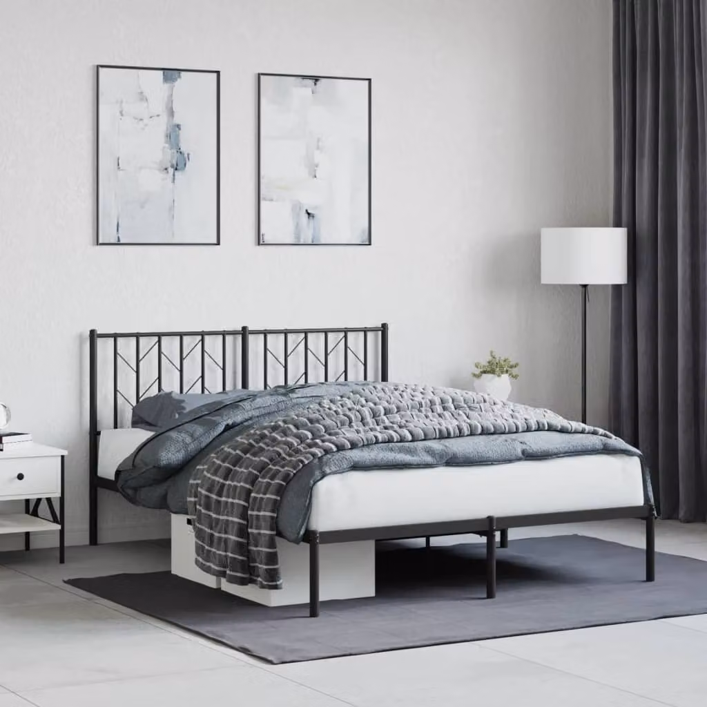 vidaXL Giroletto con Testiera in Metallo Nero L/P/H: 140 x 190 x 90 cm