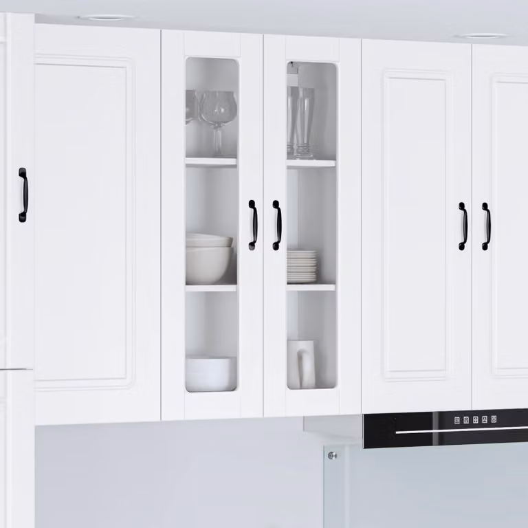 Mobile da parete PORTO vidaXL Bianco con ante in vetro e ripiani interni L 60 x P 31 x H 100 cm