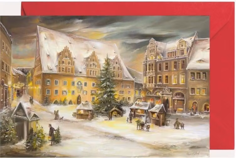 Mini calendario dell'Avvento con il municipio di Meißen come biglietto di auguri natalizi