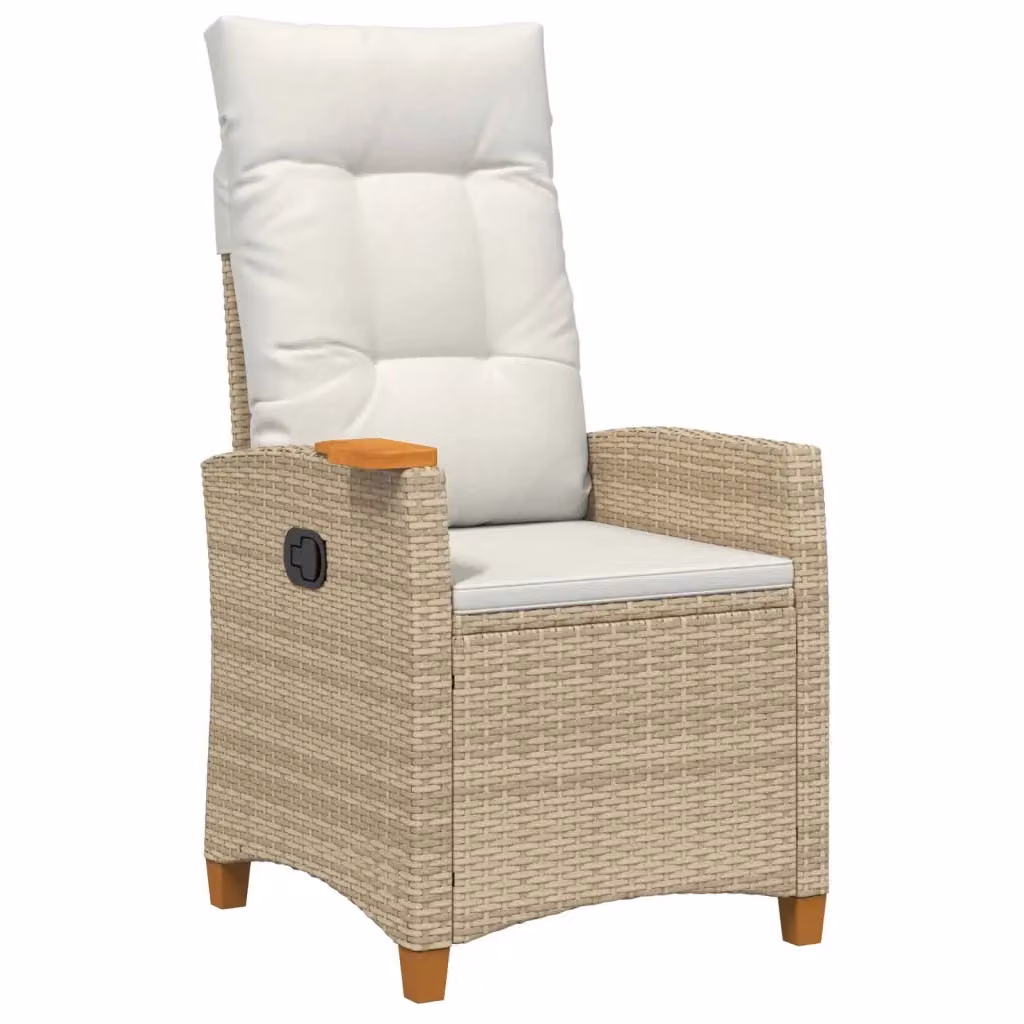Divano Sedia-Poltrona reclinabile con tavolino in polyrattan e metallo beige per giardino – 2