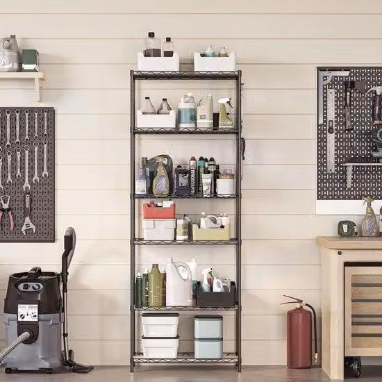 Famanu, scaffale da cucina con 6 ripiani - Altezza regolabile, colore nero