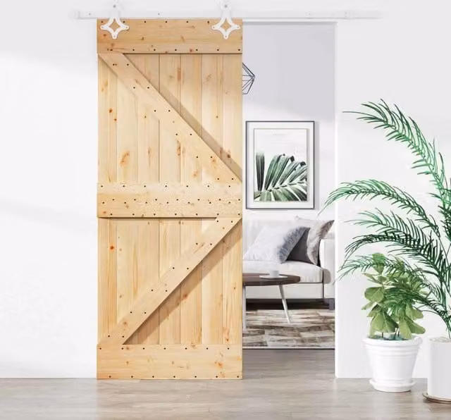 Porta scorrevole moderna vidaXL in legno e acciaio, Bianco e Beige, H: 210 cm, L: 183 cm, P: 16 cm