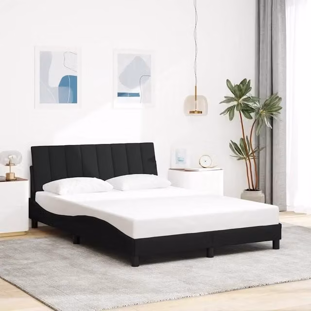 Giroletto senza Materasso-Struttura Letto Hanko Nero 140x190 cm in Tessuto 675003